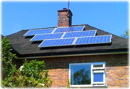 House with solar pv panels 