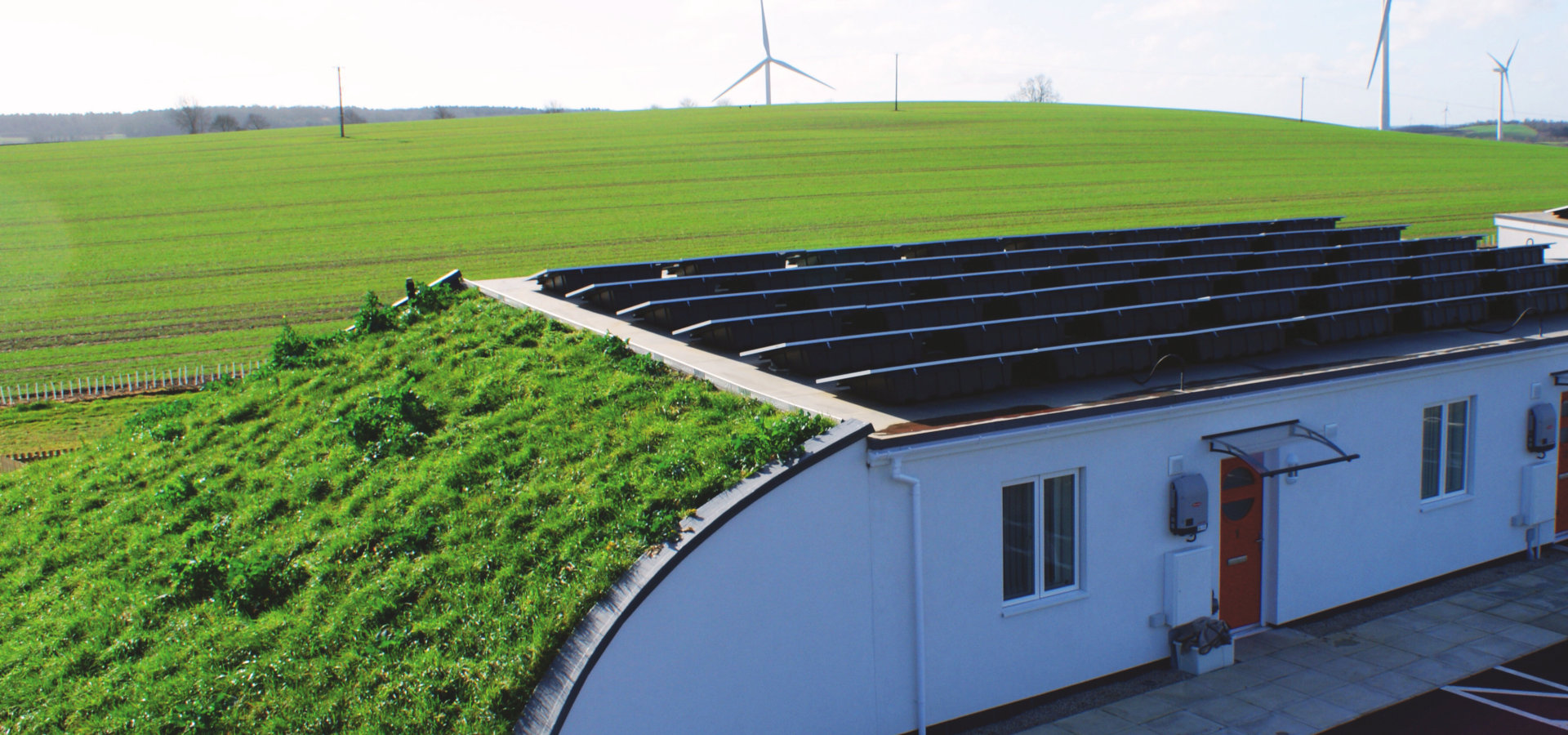 Solar panel installation on a domestic flat roof