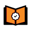 Orange folded map icon with white location marker